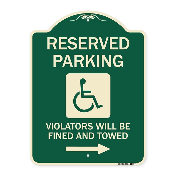 Reserved Parking Violators Will Fined and Towed Heavy-Gauge Aluminum Sign, 24" x 18", G-1824-22997